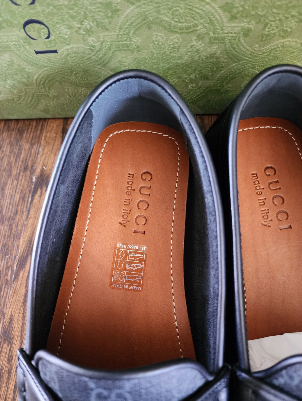 $850 Brand New Gucci GG Interlocking Driver Loafers in Black Leather G 7.5 US 8 - Picture 5 of 9